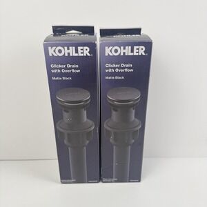 Kohler Standard Clicker Drain w Overflow Lot 2 Two Matte Black, RH1274364-BL
